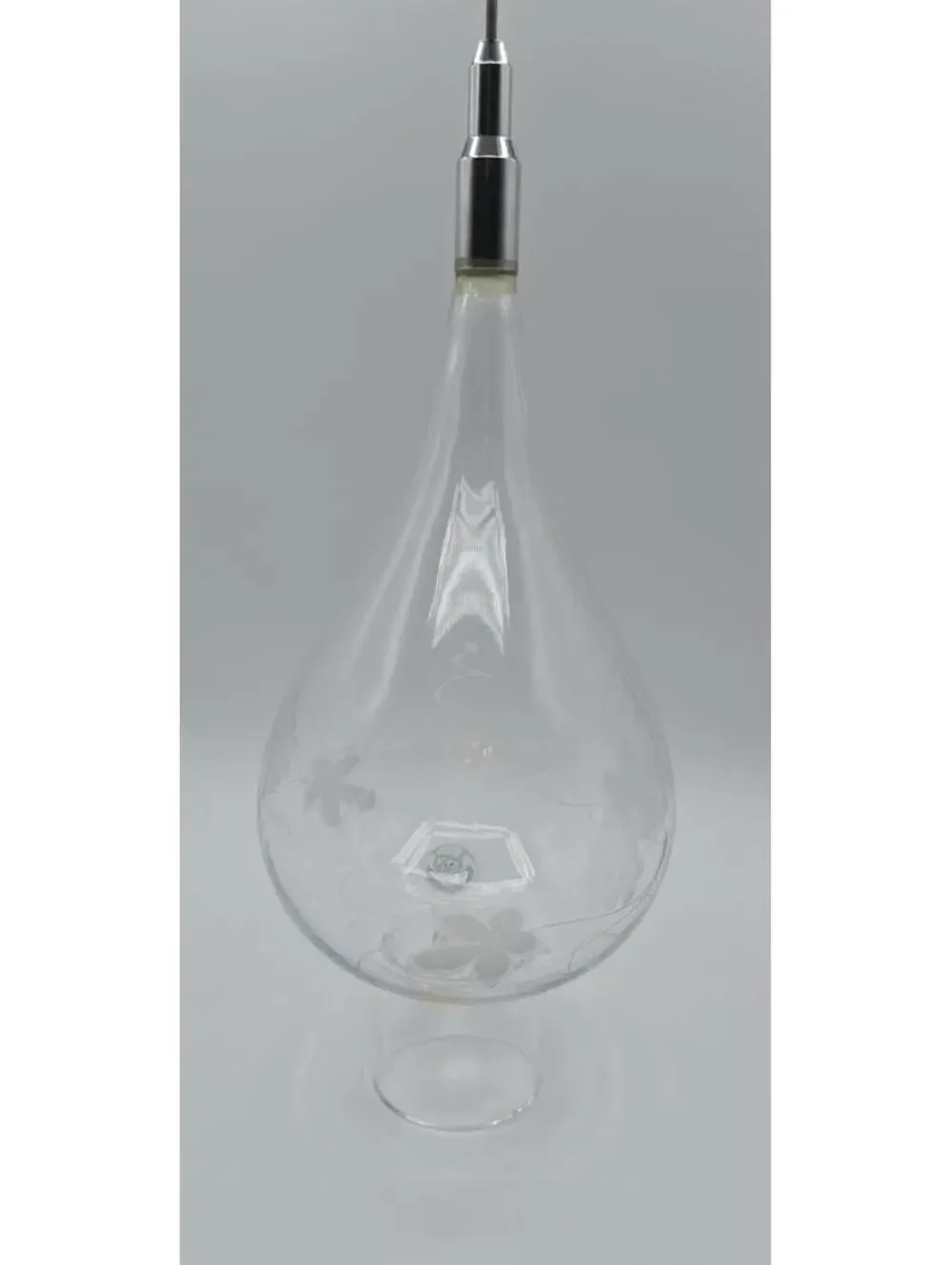 Vintage Etched Glass Decanter Dispenser w/ Floral GrapeDesign & Pour Spout